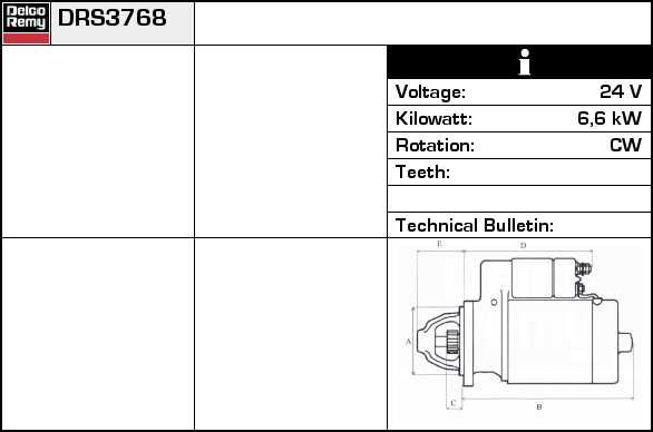 DELCO REMY Стартер DRS3789